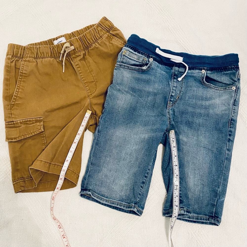 Old Navy Kids Shorts Set of 2 - Jean & Khaki Size L 10-12 - Picture 3 of 9